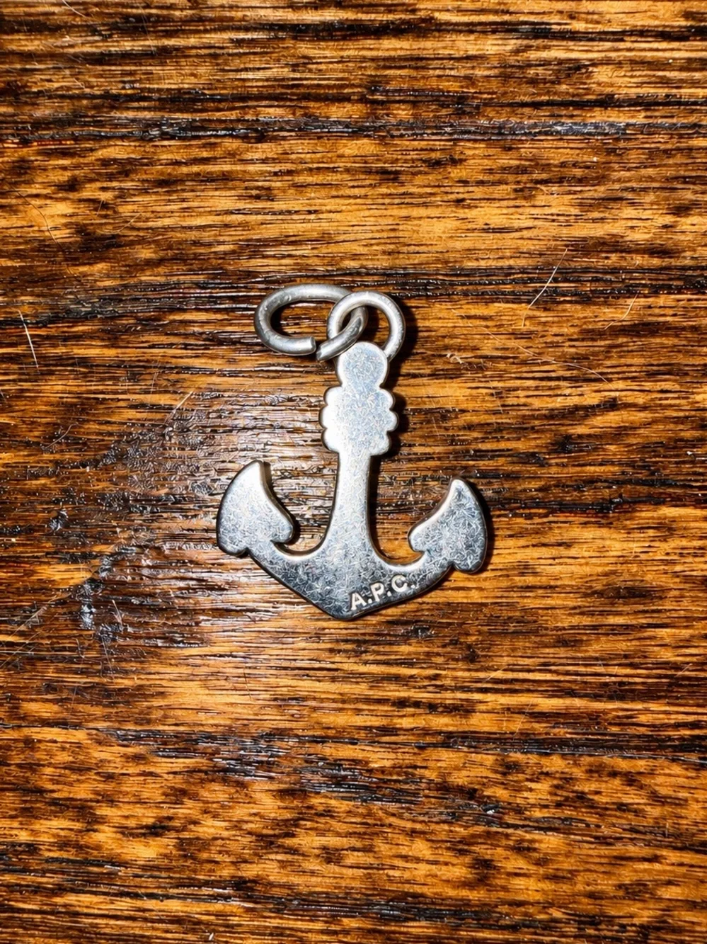 A.P.C. Silver Stylized Anchor Pendant Nautical Designer APC Paris France